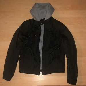 hooded black jacket